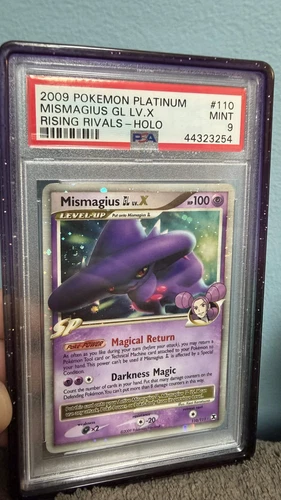 Pokemon Platinum Rising Rivals 110/111 Mismagius GL LV.X PSA 9 Swirl Holo Bleed