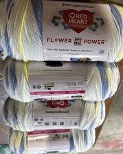 Red Heart All In One Granny Square Yarn Forget Me Not 4 Pack Blue White Yellow