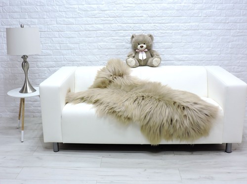 Giant Taupe Icelandic Sheepskin Rug; Soft, Long Wool Fur Throw, Home Decor 372 - Picture 2 of 10