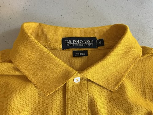 NWT Men’s U.S.POLO ASSN Short Sleeve Cotton Blend Yellow Polo Shirt Top Size S - Picture 4 of 9