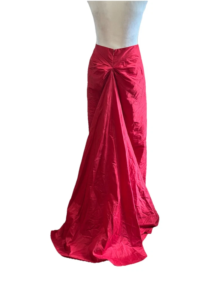 Worth 100% Silk Mermaid Skirt With Train Maxi Long Formal Prom Size S6 Red - Image 2 of 4