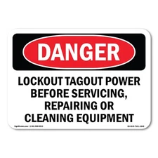 Lockout Tagout Power Servicing Repairing ANSI Danger Sign Metal Plastic Decal
