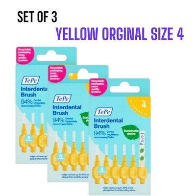 TePe Interdentalbürsten gelb 0,7 mm ISO 4 - 3er Pack (insgesamt 18 Bürsten)
