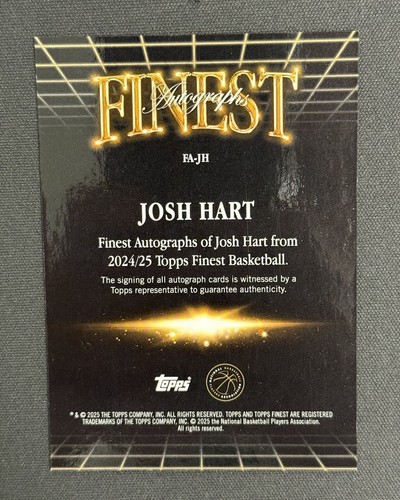 2025 Topps Finest Josh Hart Finest Autógrafos Oro 32/50 SSP Knicks Auto GEM 🔥 - Imagen 2 de 2