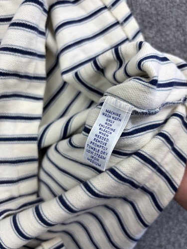 Vintage Polo Ralph Lauren Polo Shirt Mens Large White Navy Striped Made USA 90s - Picture 6 of 8