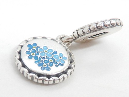 Pandora Blue Forget-Me-Not Flower Silver Dangle Charm 792018COO_E031 - Picture 6 of 11