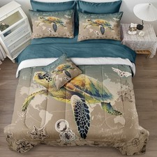 Ocean Comforter Set Queen Size 8 Pieces Beach Comforter Set with Sheet Set Vi...