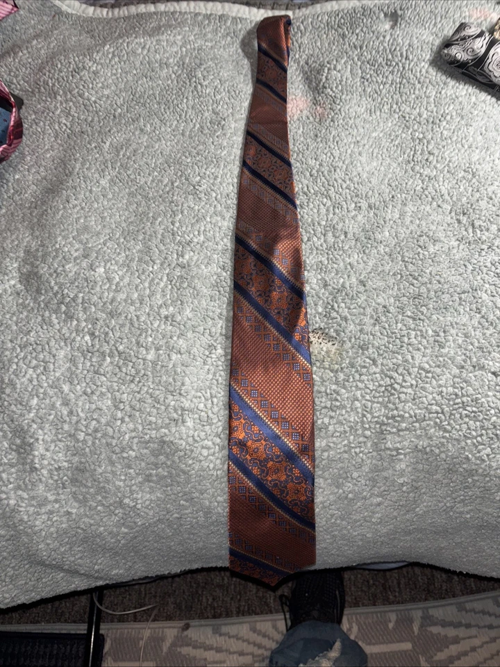 Мужской шелковый галстук Robert Graham Paisley темно-синий оранжевый Knowledge Wisdom Truth - Изображение 4 из 4