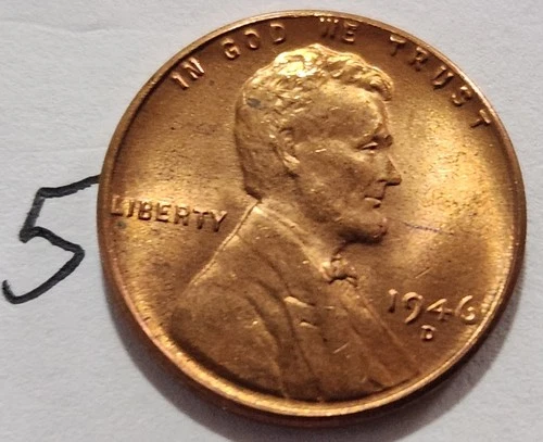 1946-D Lincoln Cent BU  Nice Red Color  #5