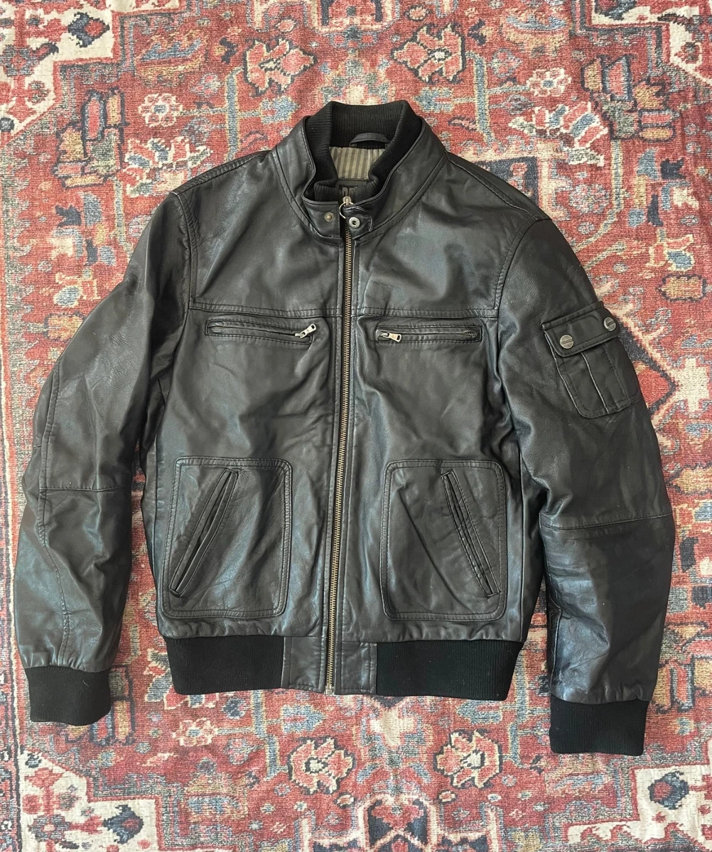 Vintage Schwarze Leder Bikerjacke Für Herren - Riders Republic UK