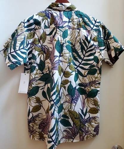 Sovereign Code Shirt NWT Los Angeles Camp S/S Frenzy Botanical Ecru Button Lilac - Picture 5 of 18