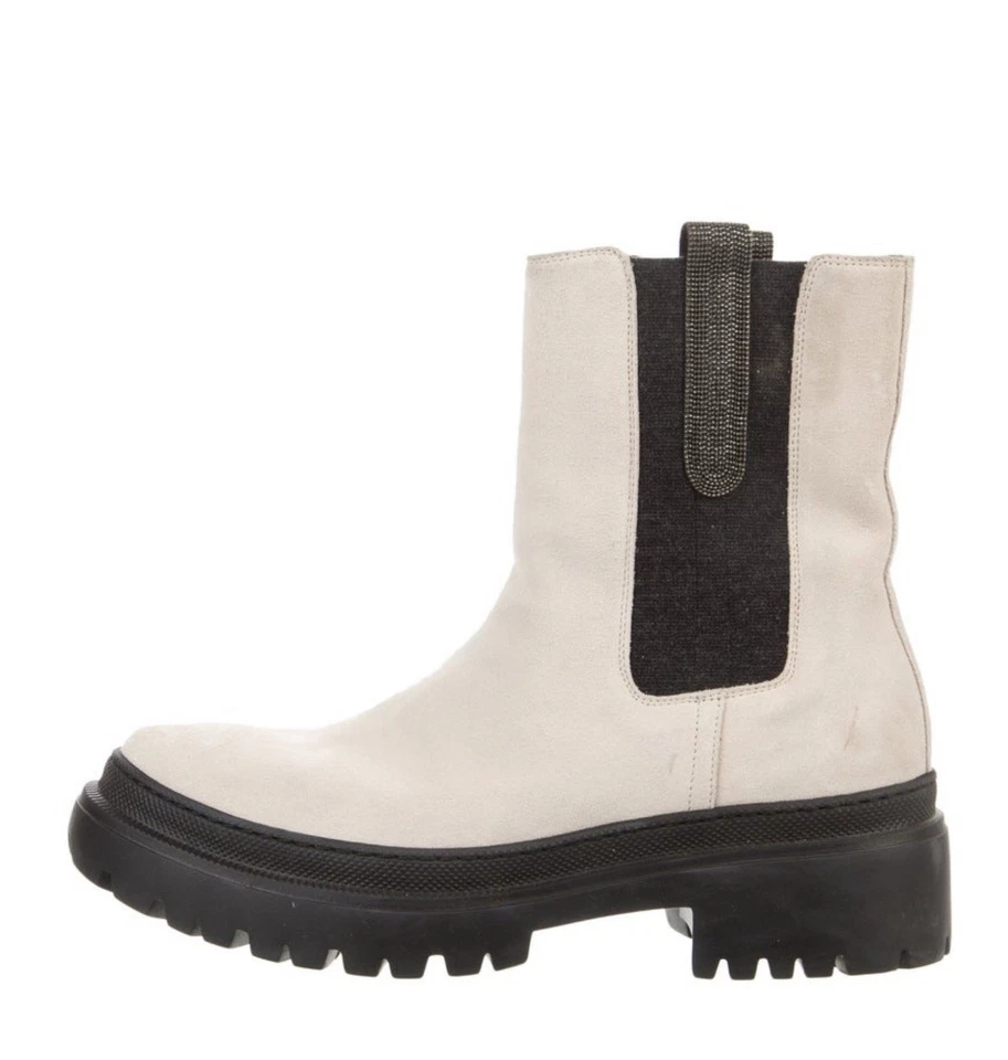 NUEVO SIN CAJA $1395 Brunello Cucinelli Mujeres Cuero Gamuza Botas Chelsea US 8 $299 OBO Foto 2 de 4