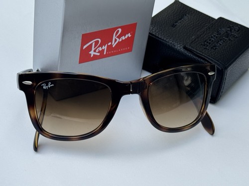 NEW Ray-Ban RB4105 Folding WAYFARER 710/51 Tortoise Brown Gradient Lenses 50mm - Picture 8 of 13