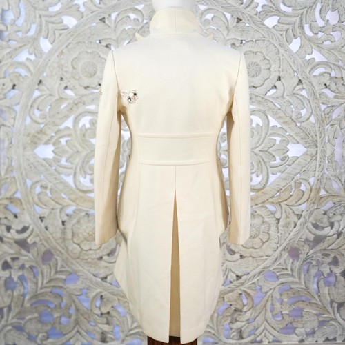 Abrigo de Lana Banana Republic XS Petite Crema Largo Blazer Chaqueta Con Cuentas de XOPALY - Imagen 10 de 13
