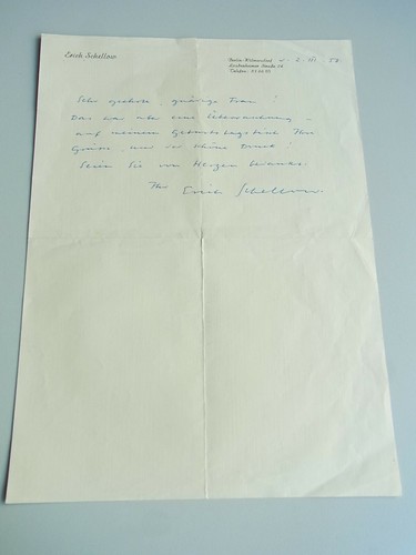 Theater-Schauspieler Erich SCHELLOW (1915-1995): Signierter Brief BERLIN 1958 - 第 2/8 張圖片