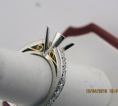 Anillo de compromiso de diamantes semi montados de 3/4 quilates para princesa de 1,5 quilates de oro blanco de 14 quilates - Imagen 7 de 12