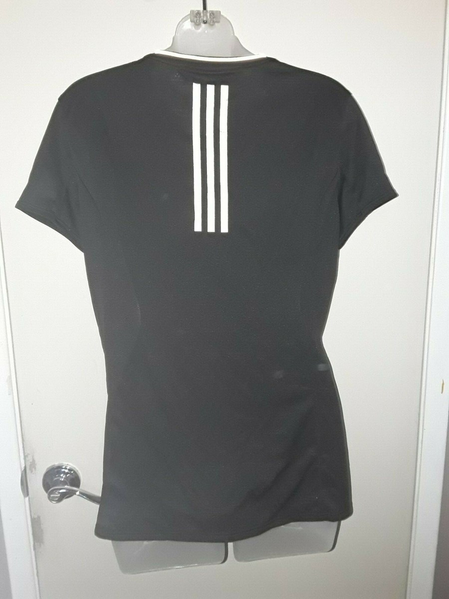 NWT Womens M 12 14 Adidas Nova Short Sleeve Tee Climalite Black