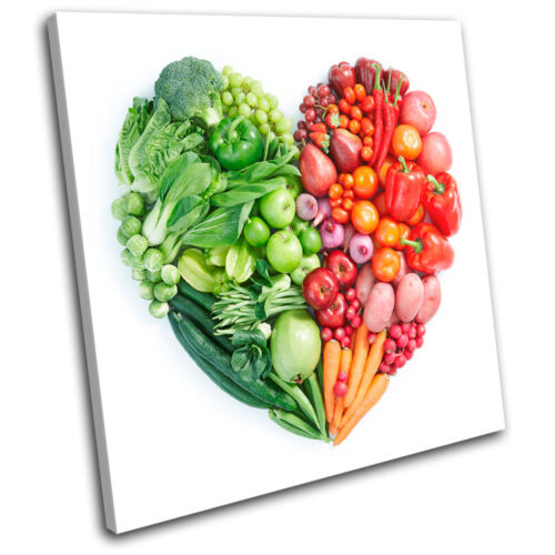 Fruit & Veg Heart Food Kitchen SINGLE CANVAS WALL ART Picture Print VA - Picture 1 of 1