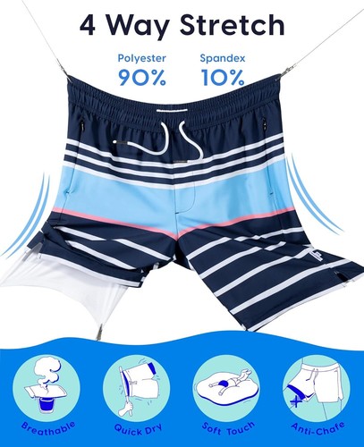 Men's 9" Quick-Dry Swim Trunks with Compression Liner & Zipper Pockets - Picture 37 of 49