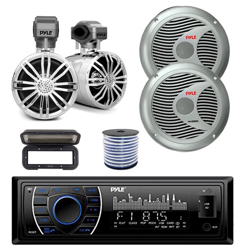 Pyle PLRMR27BTB Bluetooth MP3 Marine Receiver, 2x 3.5", 6.5" Speakers W/Wire - Bild 1 von 7