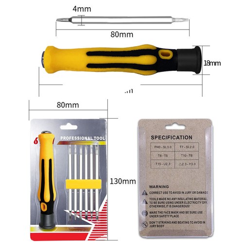 Juego de destornilladores multifuncionales 6 en 1 para electricista brocas herramienta de mano - Imagen 6 de 7