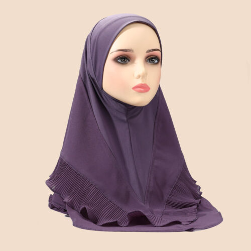 Ruffles Amira Instant Scarf Hijab Women One Piece Pull On Ready Headscarf Muslim - Picture 25 of 27