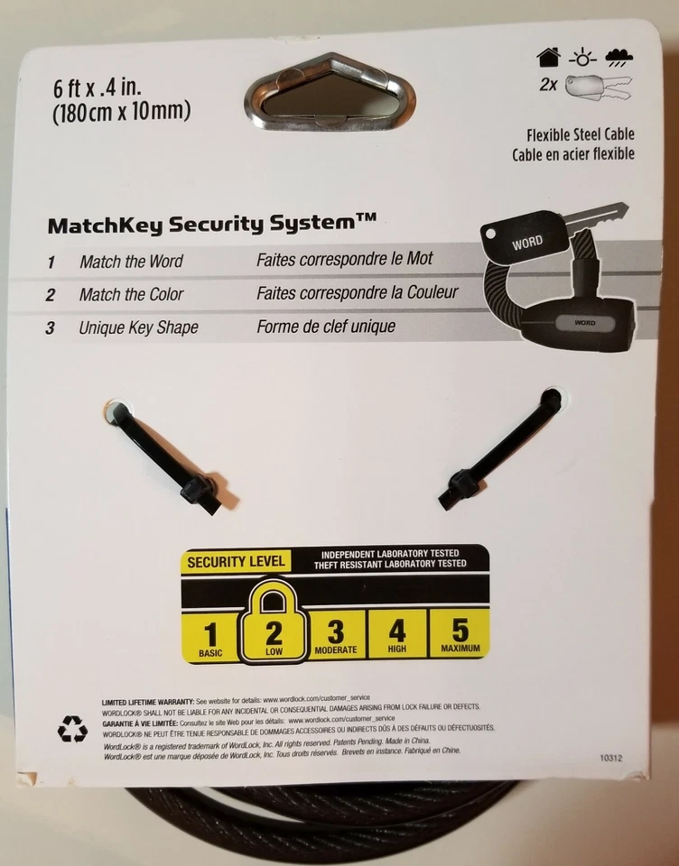 WordLock MatchKey Security Matching Key and Cable CL-617-BK (Black) - Image 2 of 2