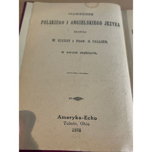 1938 English-Polish & Polish-English Dictionary Book - Picture 3 of 3