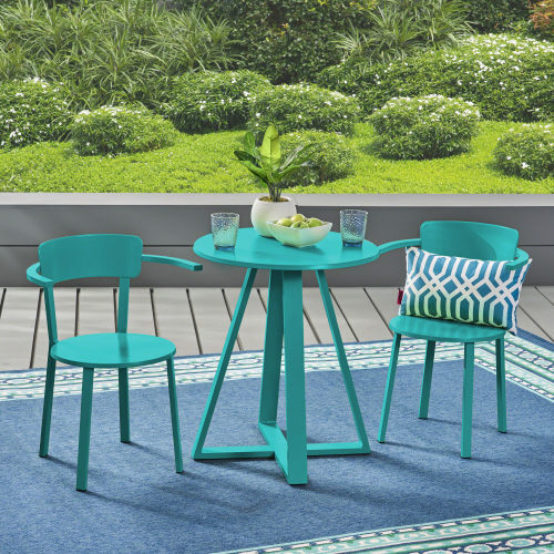 3-Piece Bistro Set, Table and Chairs, Teal