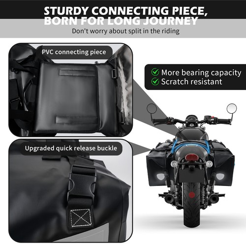 2x PVC Waterproof Motorcycle Soft Saddlebags Motorbike Side Panniers Luggage - Picture 9 of 13