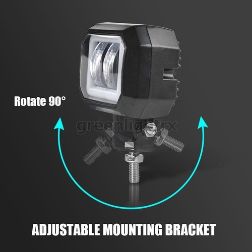 2PC 3in LED Work Light Bar DRL White Angel Eye Halo Driving Offroad Pods SUV ATV - Bild 7 von 10