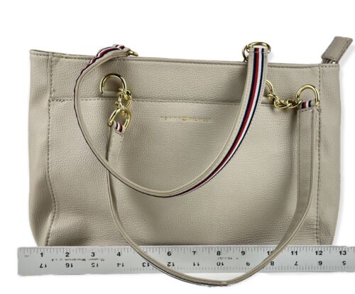 Tommy Hilfiger Bolso de Mano Shopper Cartera Beige Cremoso Rayas Asas 69J2019 200 - Imagen 12 de 12