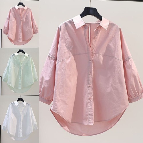 Damen Frühling Shirts Cut-Out Rücken Shirts lang Puffärmel Polyesterstoff