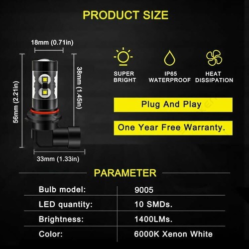 Faros LED y bombillas antiniebla para Dodge RAM 1500 2500 3500 4500 2013 2014 2015 - Imagen 13 de 16