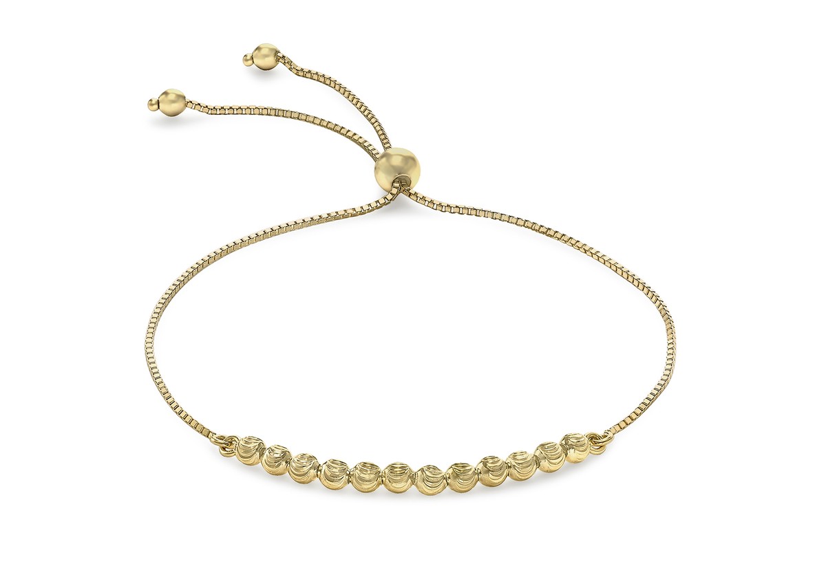 9CT Yellow Gold Ball Chain Adjustable Slider Bracelet