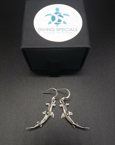 925 Real Silver Earrings Hammerhaie Ladies Taucherschmuck Jewelry - Picture 2 of 2