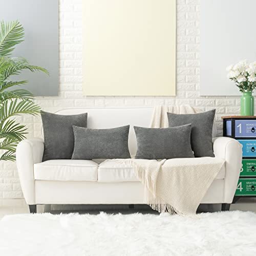 Decorative Couch Throw Pillow Covers 20x20 Inch Corduroy Soft Solid Accent - Bild 6 von 6
