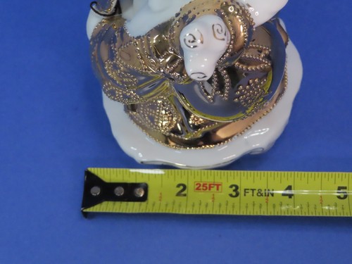 Porcellana Buddha Buona Fortuna Sorridente Vintage con Oro Dorato 6,5" - Foto 22 di 24