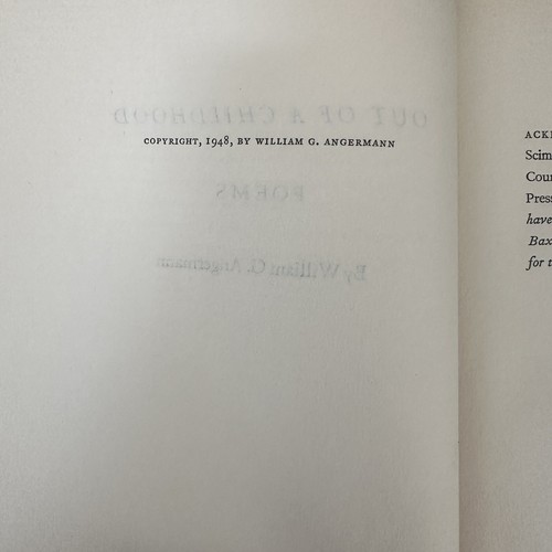 SIGNED OUT OF A CHILDHOOD by William G. Angermann 1948 PLANTIN PRESS AUTO RARE - Picture 4 of 4