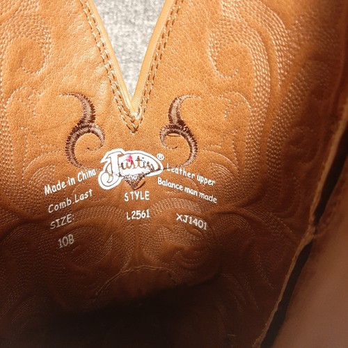 Justin Ladies Mckayla 12" Tan Stampede Western Boots L2561 Size 10 B Nice - Picture 17 of 24