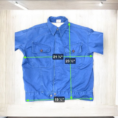 Garbstore Mens Blue Snap Button Front Jacket Long Sleeve Front Pockets Cotton - Picture 10 of 10