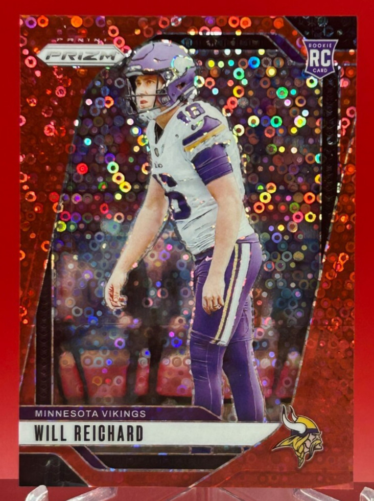 2024 Panini Prizm Will Reichard RC No Huddle Red Rookie #/75 Vikings