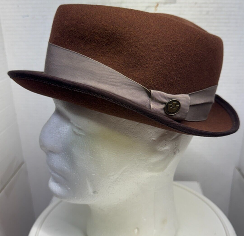 Goorin Bros Hat Brown 100% Wool Classic Fedora Strap Medallion Lined Men S Felt