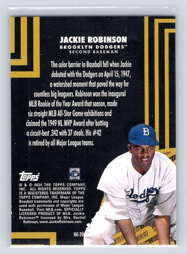 Serie Actualización Topps 2024 - Topps Negro Dorado #BG-20 Jackie Robinson Dodgers - Imagen 2 de 2
