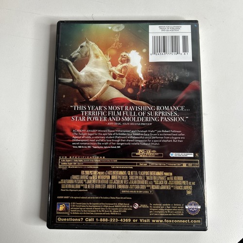 Water for Elephants DVD Good With Case Reese Witherspoon Robert Pattinson - Picture 2 of 3