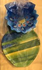 Beautiful Grasslands Road “Chip” & Dip Attached Set Blue Green Yellow NEW
