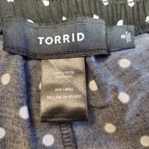Womens Torrid Black And White Polka Dot Wide Leg Tie Front Pants Size 3X - Picture 7 of 7