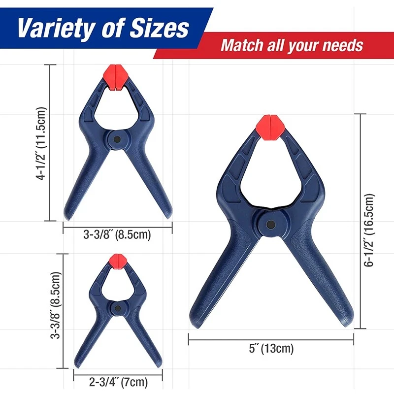 WORKPRO 16PIECE 6-1/2" 4-1/2" 3-3/8" Spring Clamp Set Nylon Spring Clamp Set NEW - Image 3 of 4