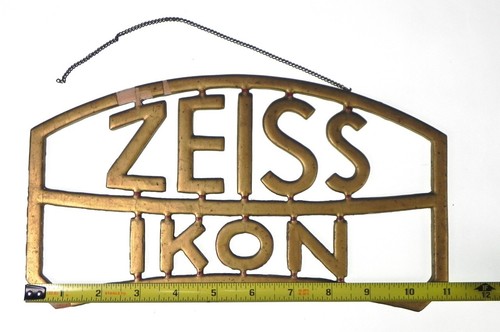 Vintage Zeiss Ikon Gold Color Wooden Sign ............. Extremely Rare !!