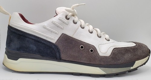 Sepol Luxury Hand Made Leather Sneakers Men's 42 8.5 White Gray Black - Bild 1 von 15